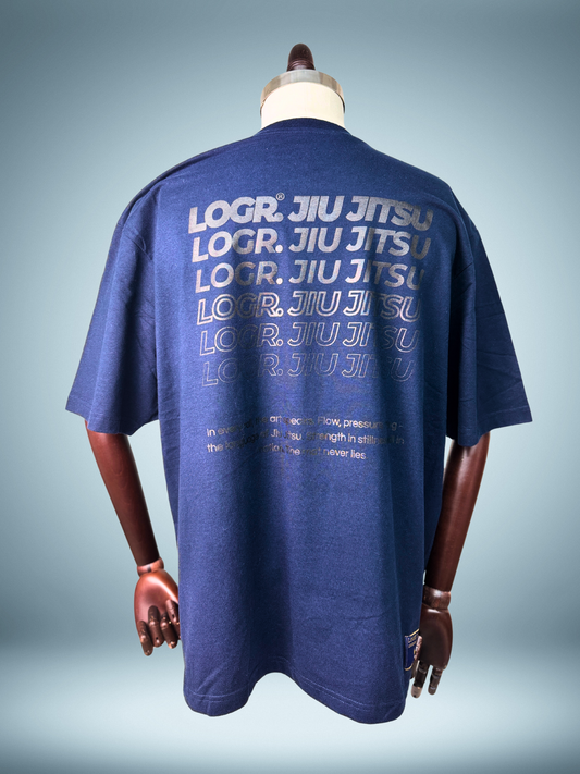 LOGR® ORIGINS Oversize Tee – Black on Blue - Limited
