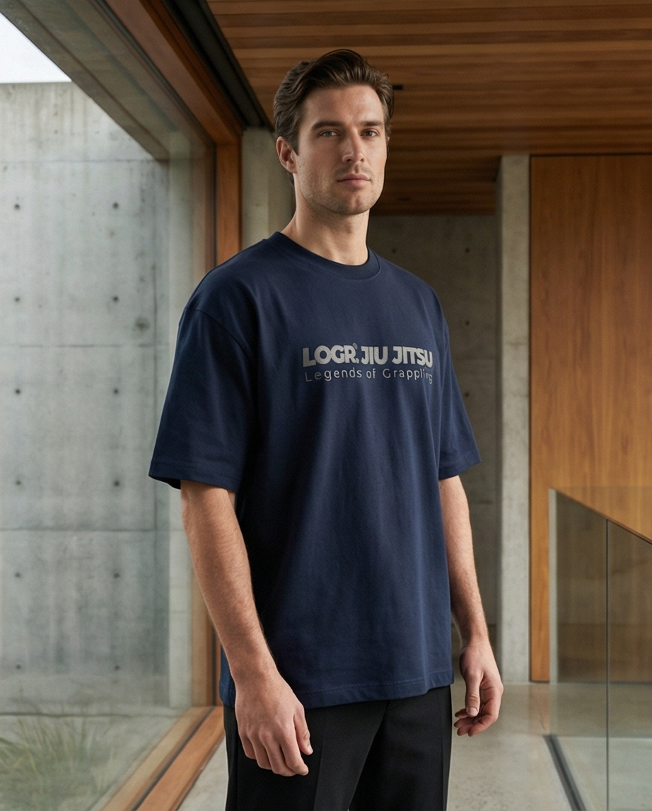 Logr.® ORIGINS Oversize Tee – Black on Blue - Limited